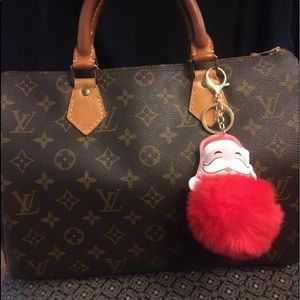 FREE with purchase Purse Santa red Pom gold keychain clip on bag Christmas 🎁FREE